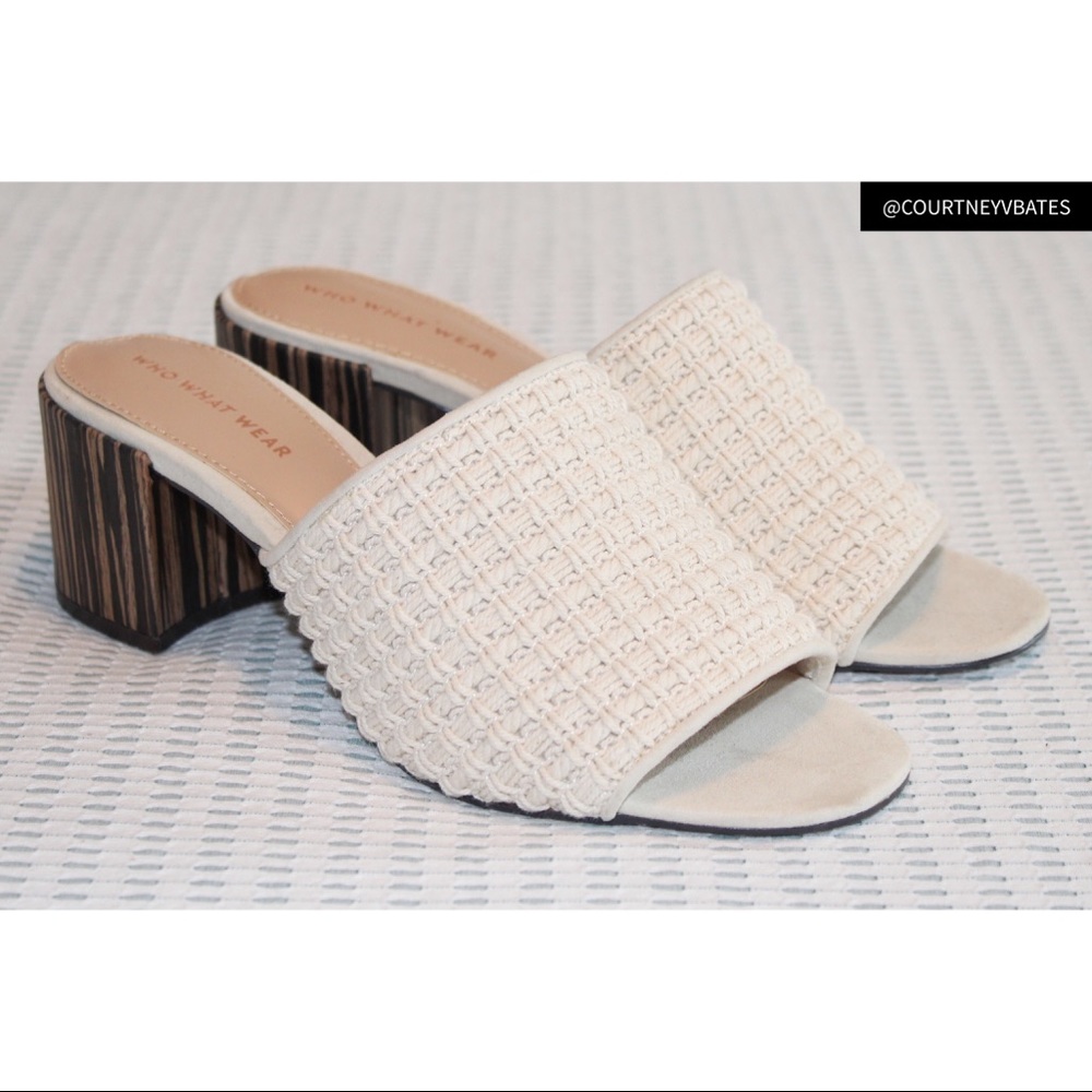 Who What Wear Crotchet Block Heel Slip-On Sandals